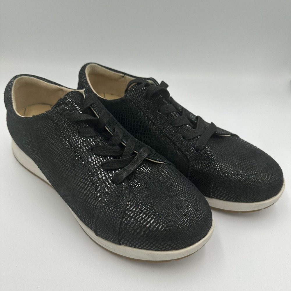 Revere Athens Black Lizard‎ Leather Sneakers Womens 9W Wide Shoes